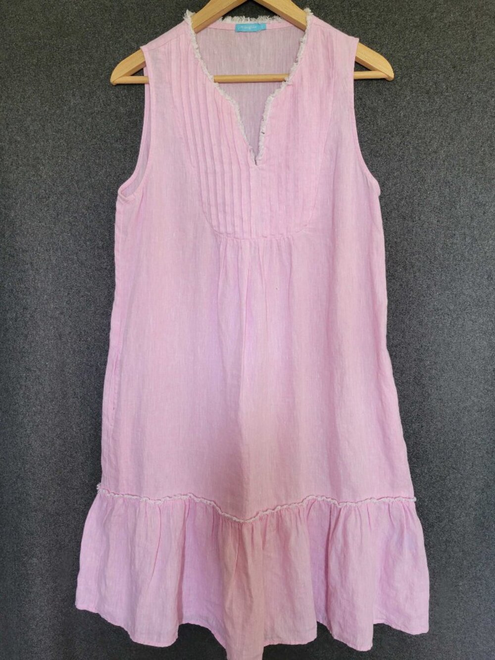 J.McLaughlin Maryann Pink Linen A-line Bib Pintuck Trim S